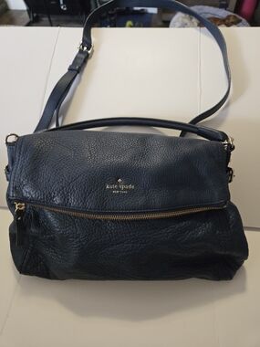 kate spade Pebbled Leather Crossbody in Deep Teal Blue